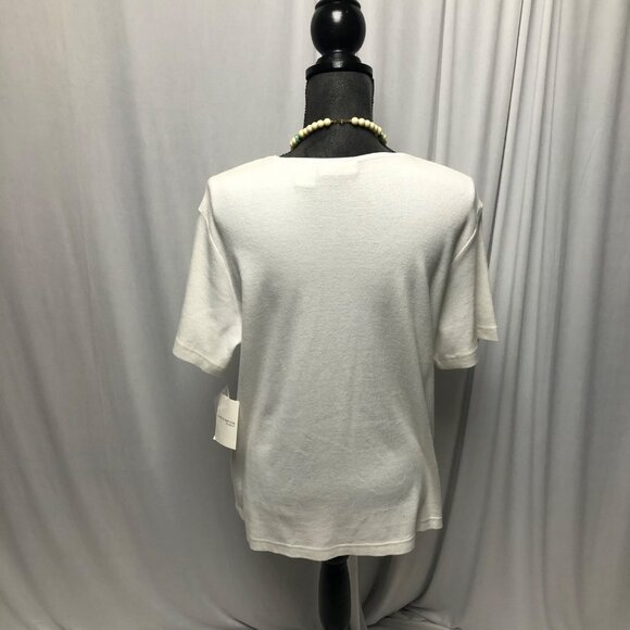 Croft and Barrow Stretch Knit Top Womens Size Large White Two Piece Look NEW - Picture 4 of 6